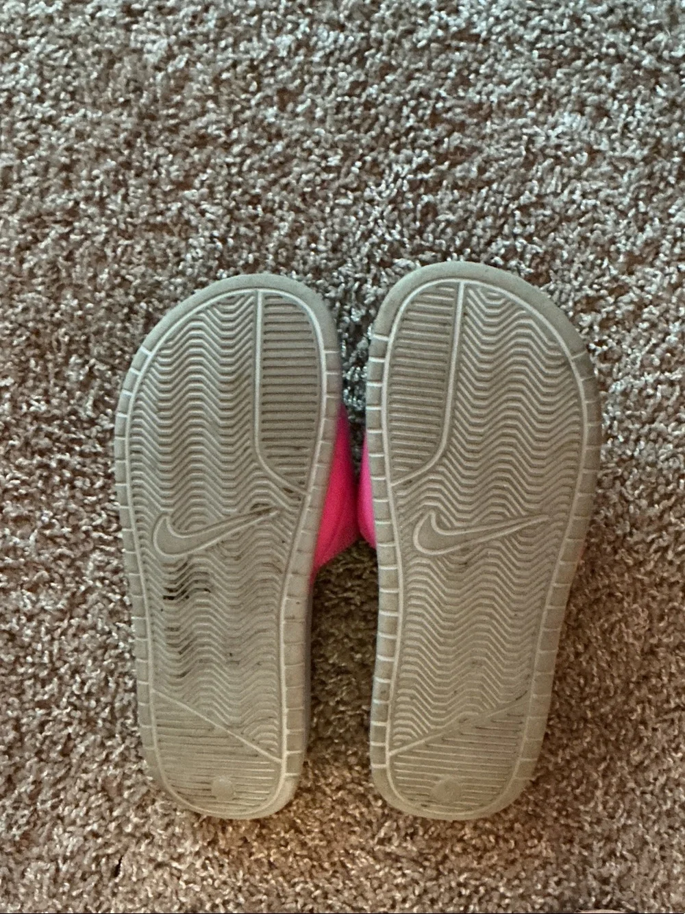 Nike Hot Pink and Light Gray Slide Sandals
